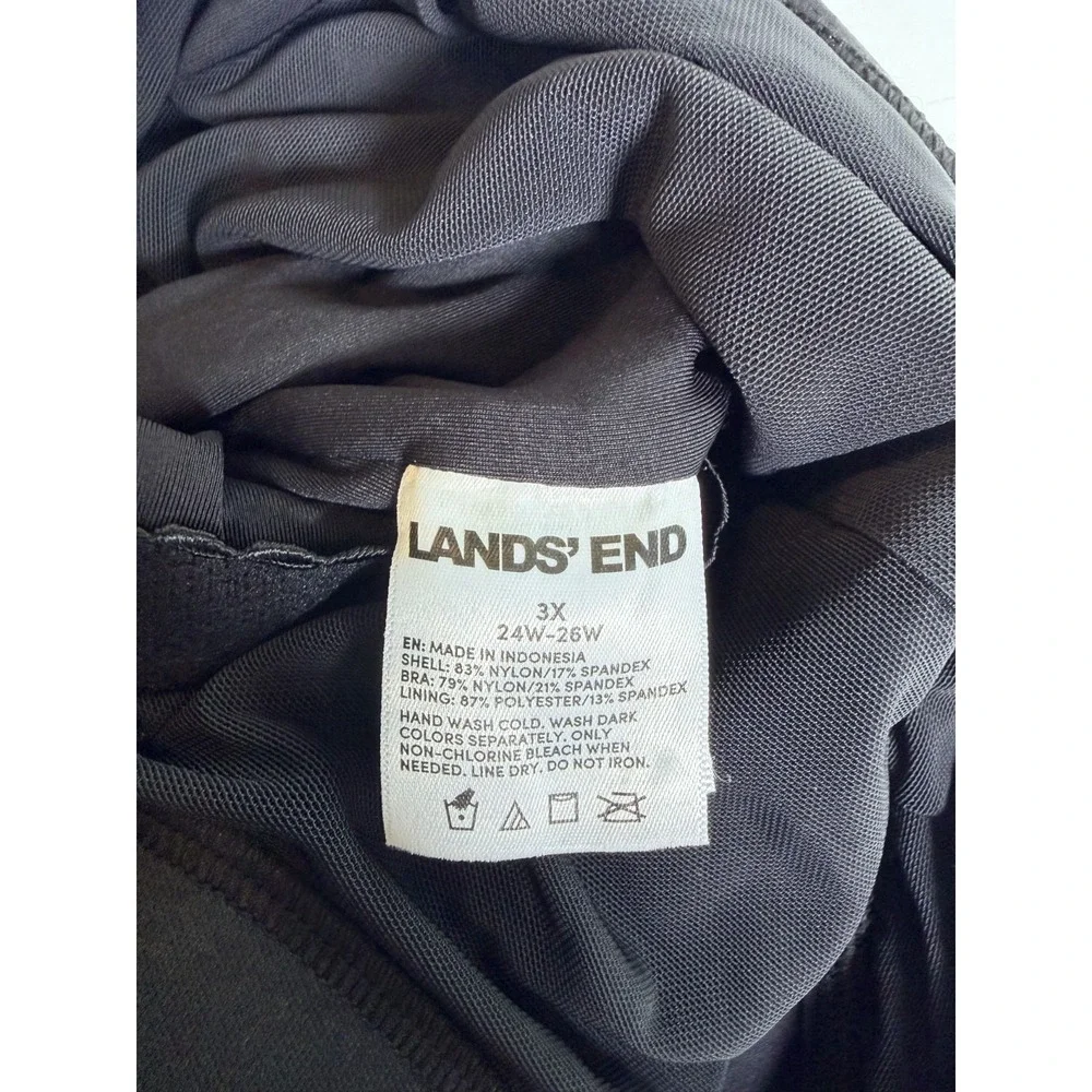 Lands' End One Piece Swimsuit Womens 3X Black Scoop Neck UPF 50+ Sun Protection